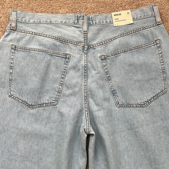 NWT Agolde Dagna High Rise Baggy Pleated Wide Leg Crop Pivot Wash Jeans Size 33 - Picture 5 of 11